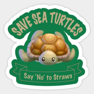 Say No to Straws Cute Eco Friendly Sea Turtle Sticker